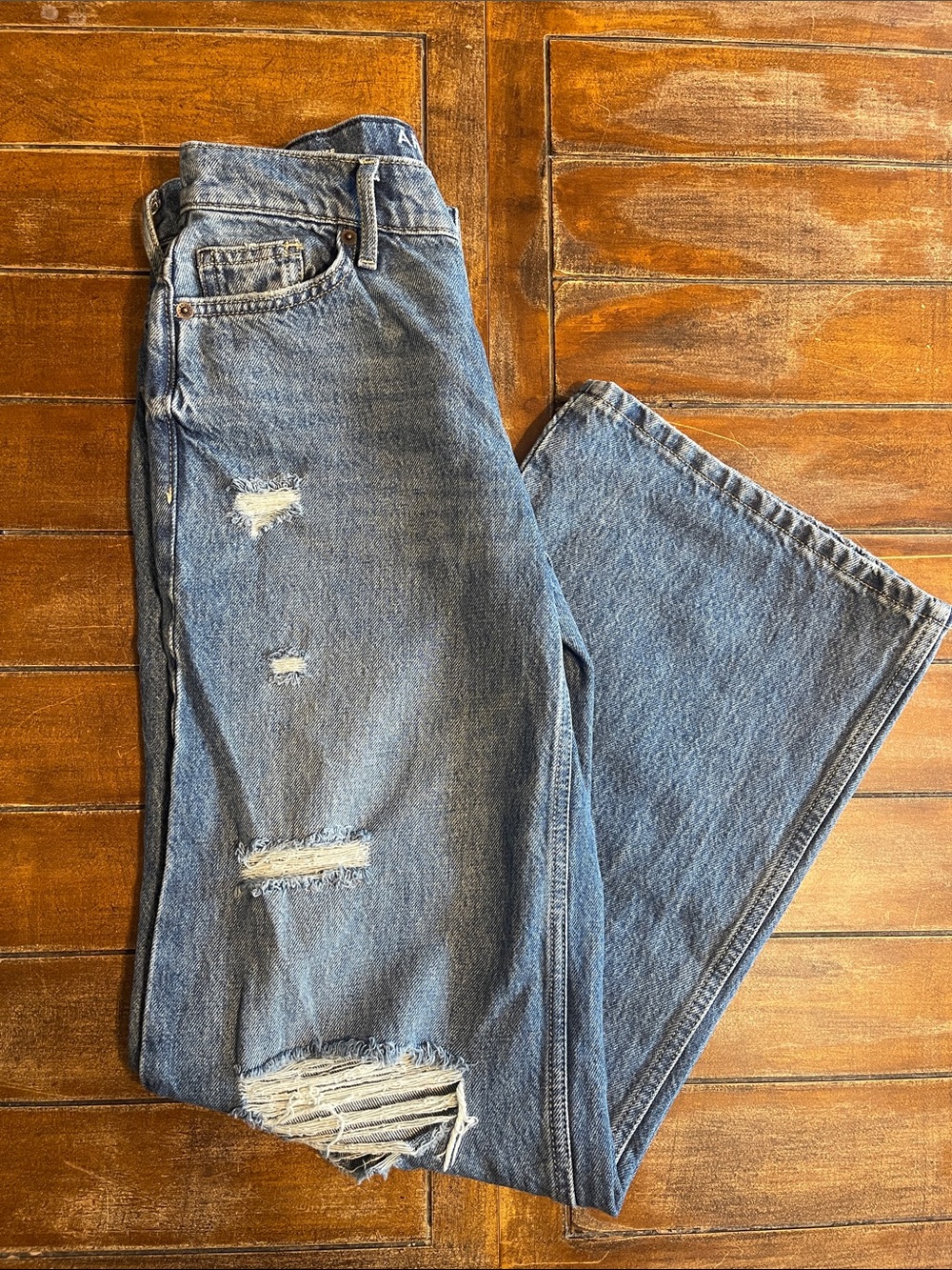 Arizona Jean Company Light Blue Distressed Flare Jeans